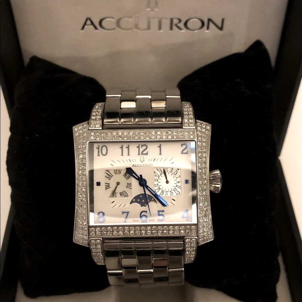 Original Gorgeous 254 Real Diamond unisex silver band watch